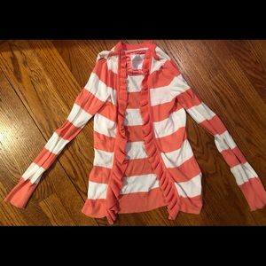 Justice sz 8 girls open front ruffled edge sweater